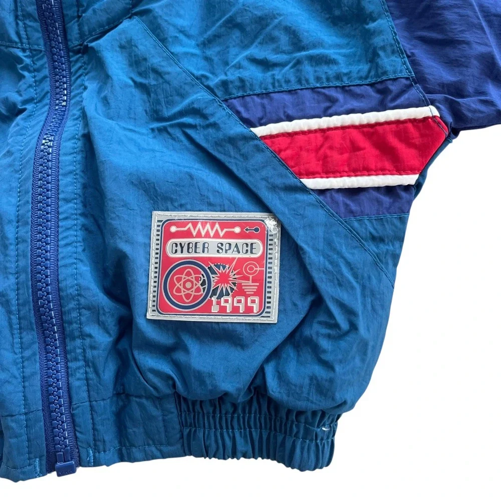 Vintage Weather Tamer 18M Blue Red 1999 Cyber Space Windbreaker Outerwear Jacket